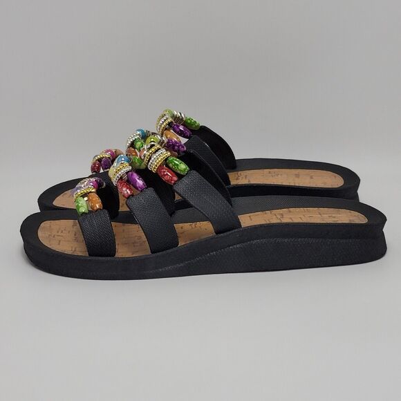 Grandco Women's Multicolor Bead Classic Cork Rubber Slides Sandals Size 9 - Picture 14 of 14